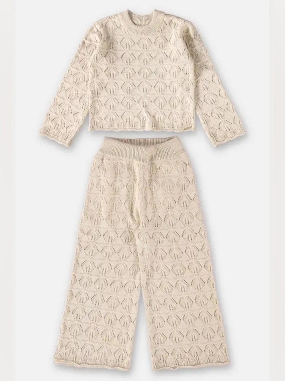 Zara Toddler Girl Cream Crochet Knit Set Top Pants 2-3 and  18-24 months
